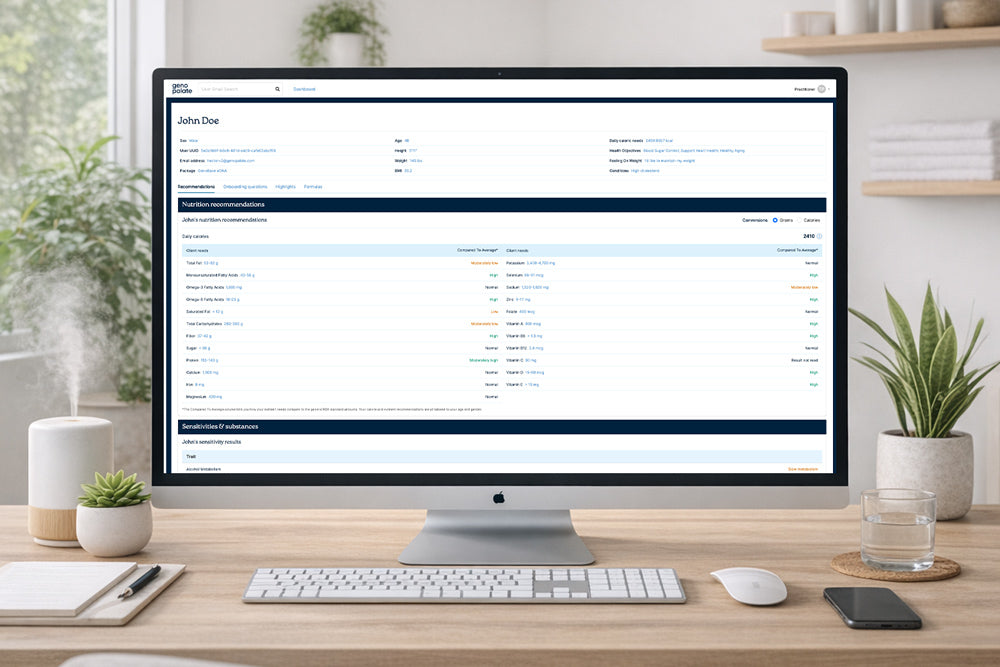 Patient results portal for personalized nutrition, supplements, and wellness support